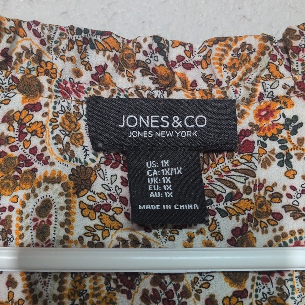 Jones New York Multicolor Floral Blouse Size 1X, like new - Picture 4 of 7